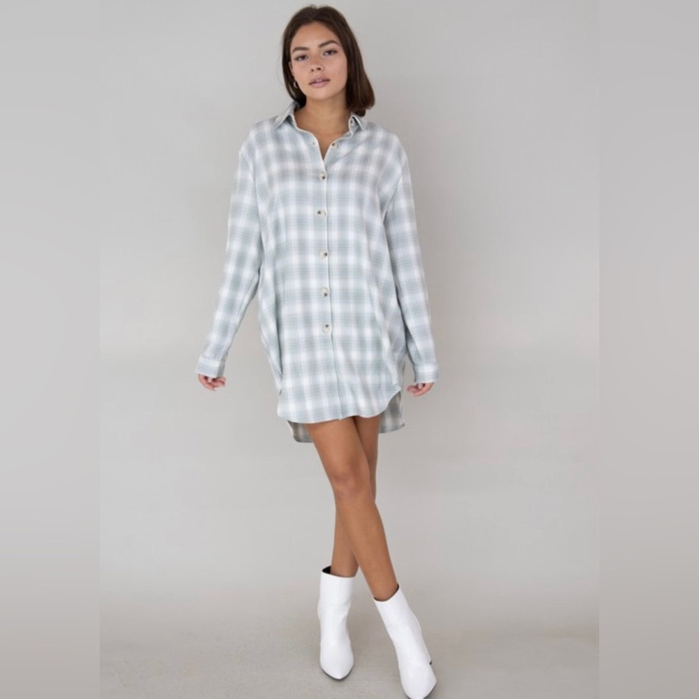 NWT Plaid Button-Up Shirt Dress